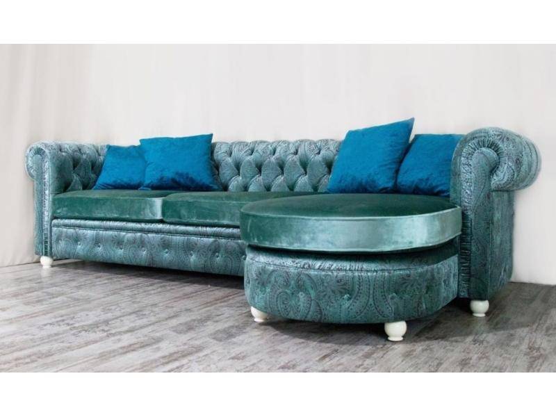 диван chesterfield с оттоманкой в Омске