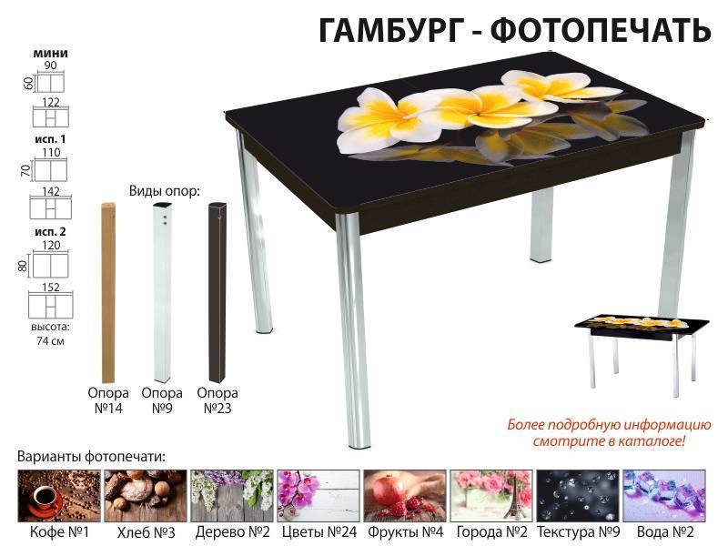 стол обеденный гамбург фотопечать в Омске