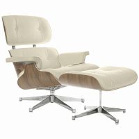 кресло eames style lounge chair & ottoman кремовое в Омске