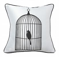 подушка с птичкой в клетке birdie in a cage white в Омске