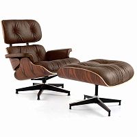 кресло eames style lounge chair & ottoman premium коричневое в Омске