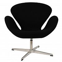 кресло arne jacobsen style swan chair черная шерсть в Омске