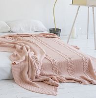 комплект плед с косами (180*220) и 2 наволочки (50*50) св. персик в Омске