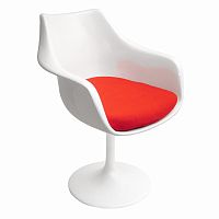 кресло tulip armchair бело-красное шерсть в Омске