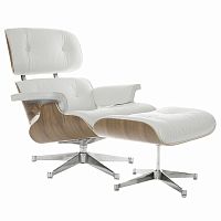 кресло eames style lounge chair & ottoman белое в Омске