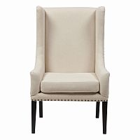 кресло мягкое с ушами белое nailhead fabric armchair в Омске