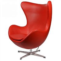 кресло arne jacobsen style egg chair кожа красное в Омске