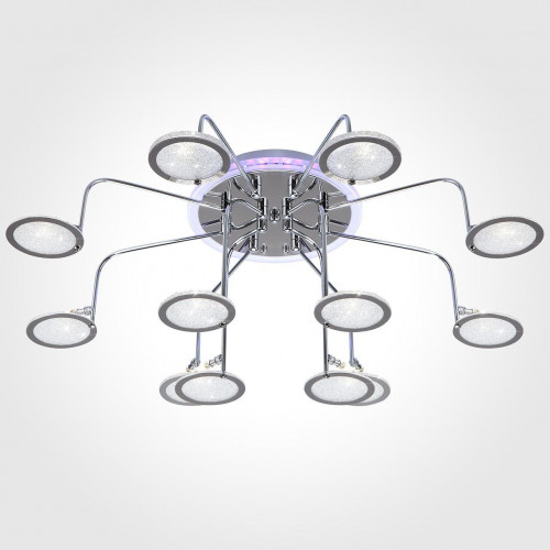 потолочная люстра eurosvet spider 80109/12 хром/синий+фиолетовый в Омске