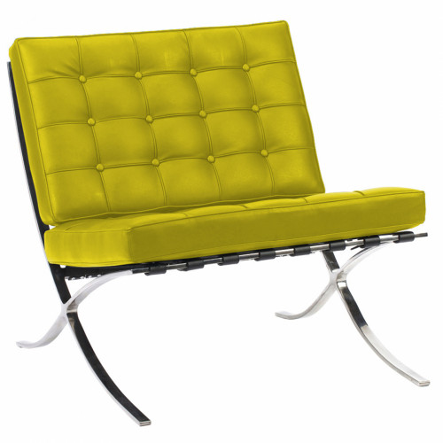 кресло barcelona chair кожа лимонное в Омске