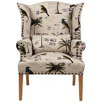 кресло мягкое с ушами quinn tufted armchair бежевое с рисунком в Омске